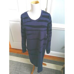 BODEN FLOCKED VELVET ZEBRA STRIPE  LONG SLEEVE KNIT DRESS SIZE 16R